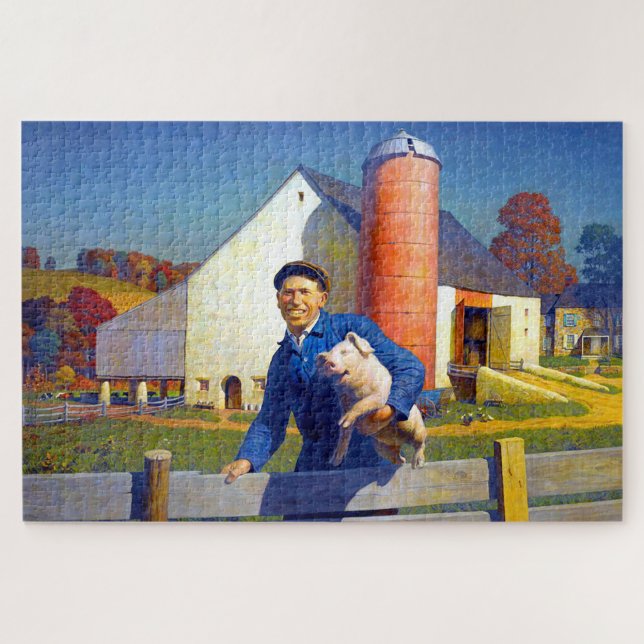 Portrait eines Bauern NC Wyeth 1943 Americana Art Puzzle (Horizontal)