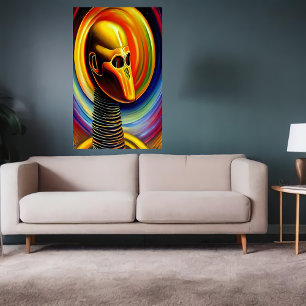 Portrait eines coolen gelben Roboters Art der AI Poster