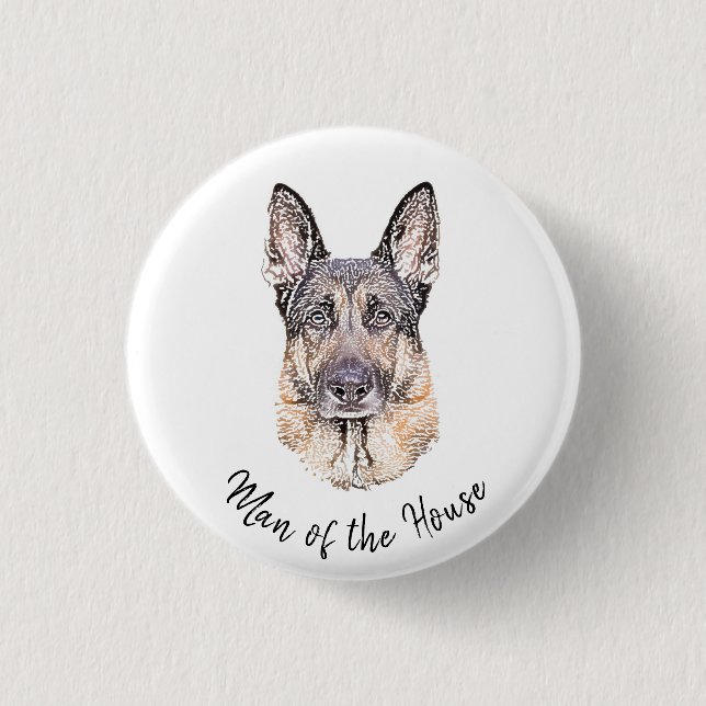 Portrait eines deutschen Schäferhunds Sketched Art Button (Vorderseite)