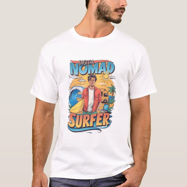 Portrait eines digitalen Nomad Surfer Typ T-Shirt (Vorderseite)
