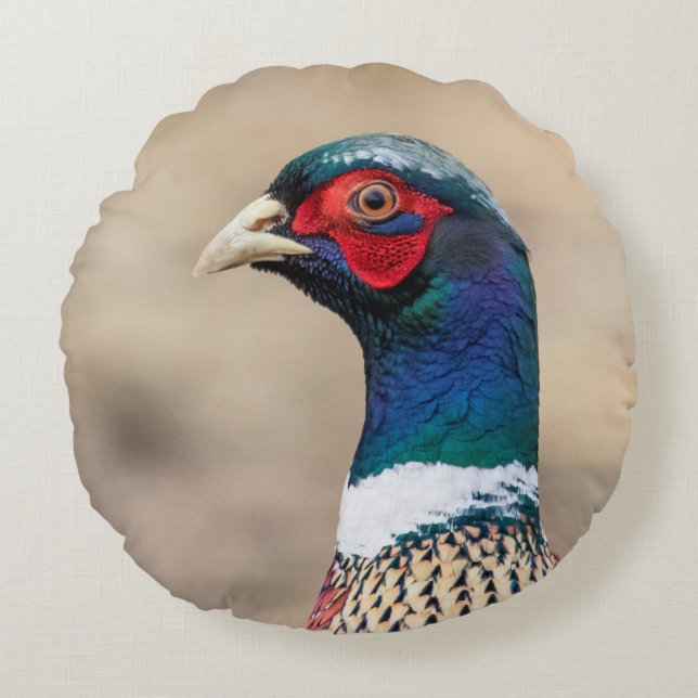 Portrait eines Fasans Rundes Kissen (Vorderseite)