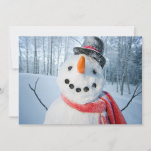 Portrait eines glücklichen Schneemans Feiertagskarte