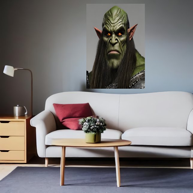 Portrait eines grünen Orks | AI Art Poster (Von Creator hochgeladen)