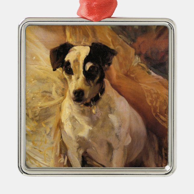 Portrait eines Jacks Russell Dog (Tierart) Ornament Aus Metall (Vorne)