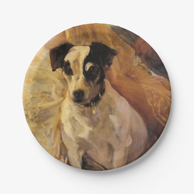 Portrait eines Jacks Russell Dog (Tierart) Pappteller (Vorderseite)