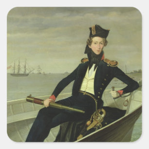 Portrait eines jungen dänischen Marineoffiziers, 1 Quadratischer Aufkleber