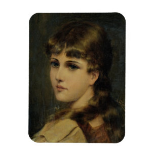 Portrait eines jungen Mädchens (Öl auf Tafel) Magnet