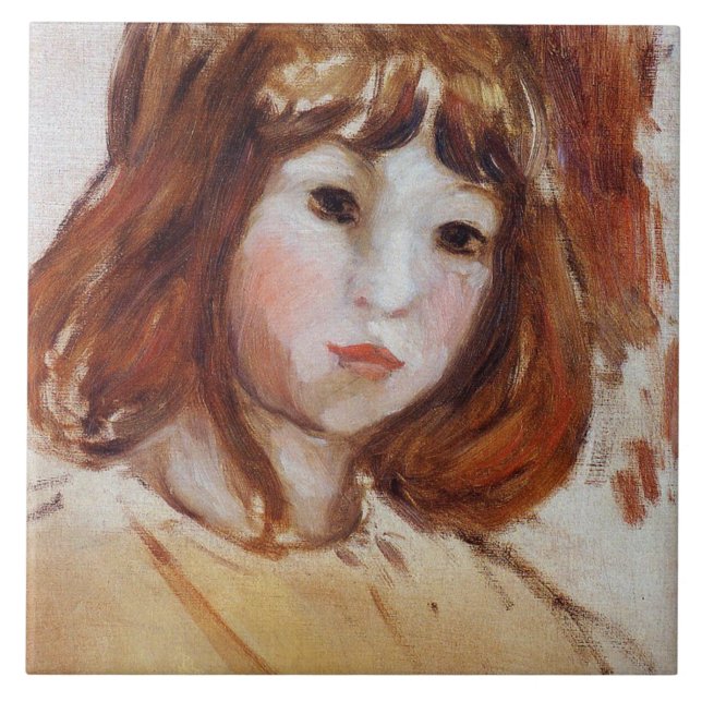 Portrait eines jungen Mädchens (von Berthe Morisot Fliese (Vorderseite)