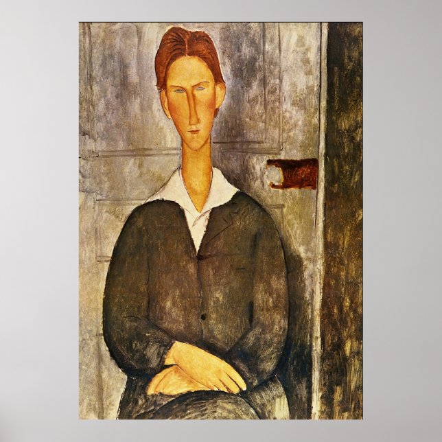 Portrait eines jungen Mannes - Amedeo Modigliani Poster (Vorne)