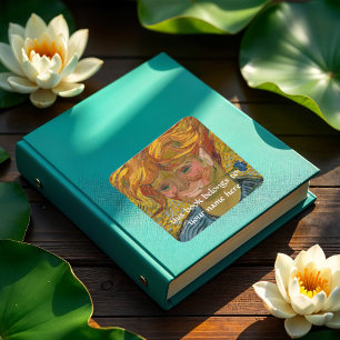 Portrait eines jungen Mannes mit Cornflower, Van G Quadratischer Aufkleber