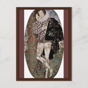 Portrait eines jungen Mannes mit Rose, die von Nic Postkarte