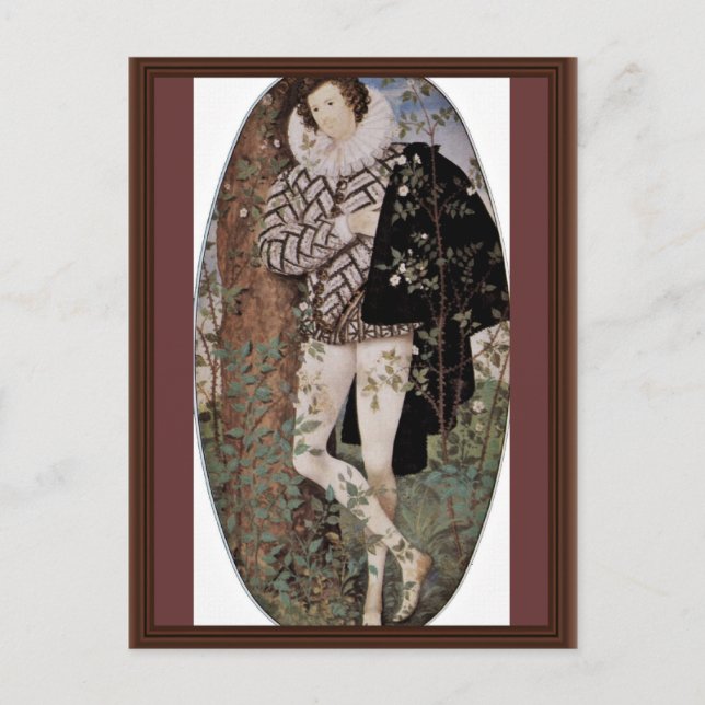 Portrait eines jungen Mannes mit Rose, die von Nic Postkarte (Vorderseite)