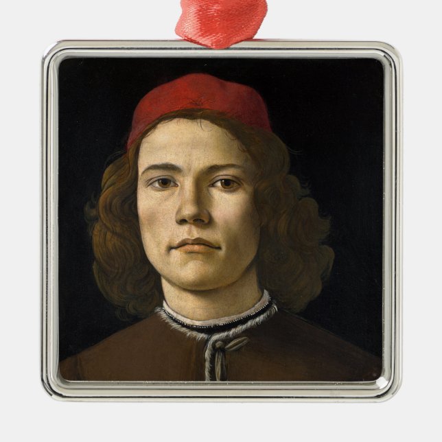 Portrait eines jungen Mannes (von Sandro Botticell Ornament Aus Metall (Vorne)