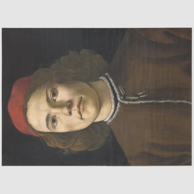 Portrait eines jungen Mannes (von Sandro Botticell Seidenpapier (Vorderseite)