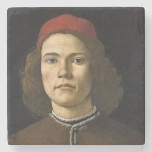 Portrait eines jungen Mannes (von Sandro Botticell Steinuntersetzer
