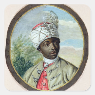 Portrait eines jungen Mannes (w/c und Körperfarbe  Quadratischer Aufkleber