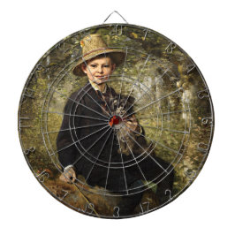 Portrait eines Jungen mit Hund in einem Wald (Knau Dartscheibe