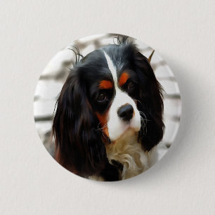 Portrait eines Königs Charles Cavalier Spaniel Button