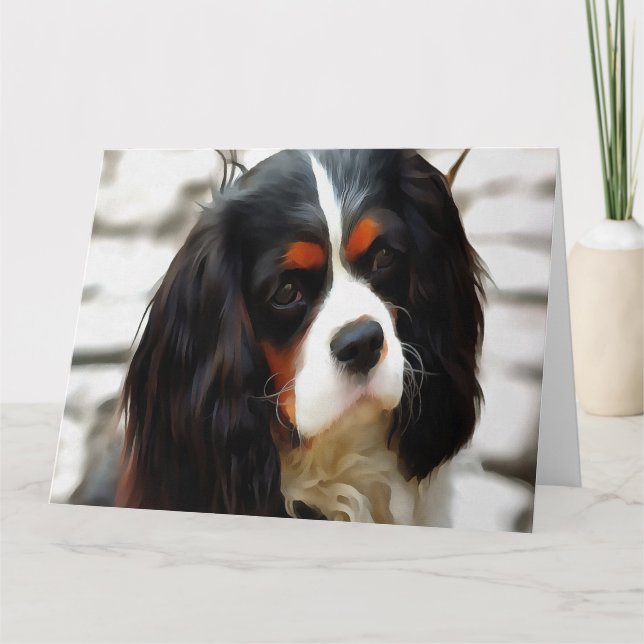 Portrait eines Königs Charles Cavalier Spaniel Dankeskarte (Vorderseite)