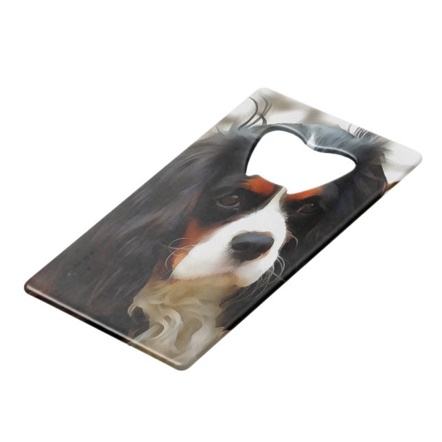 Portrait eines Königs Charles Cavalier Spaniel Geldbeutel Flaschenöffner (Rückseite Schrägansicht)