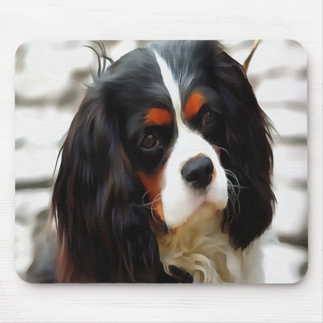 Portrait eines Königs Charles Cavalier Spaniel Mousepad (Vorne)
