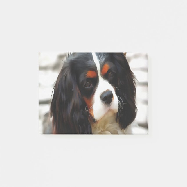 Portrait eines Königs Charles Cavalier Spaniel Post-it Klebezettel (Vorderseite)