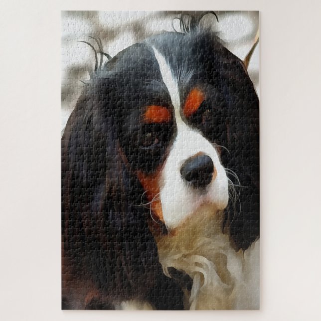 Portrait eines Königs Charles Cavalier Spaniel Puzzle (Vertikal)