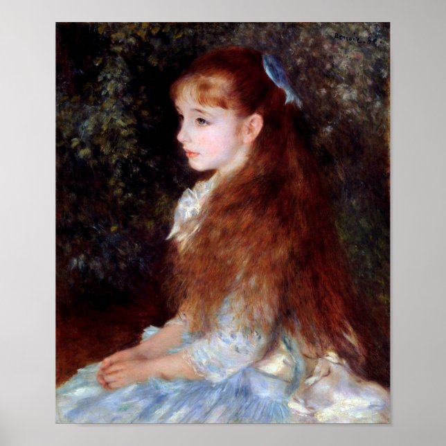 Portrait eines Mädchens mit blauem Band, Renoir Poster (Vorne)