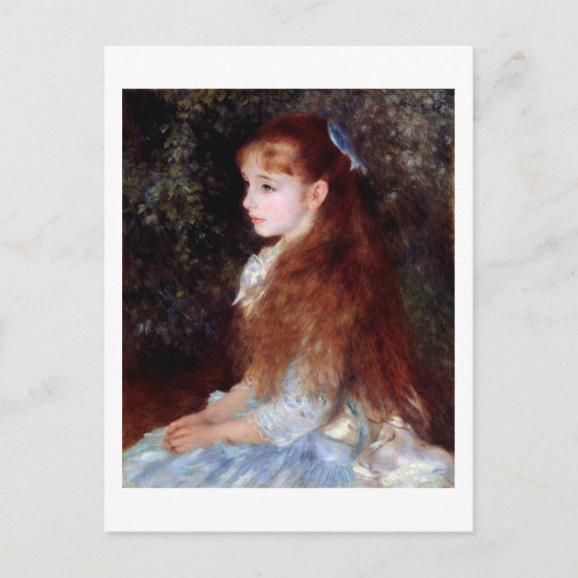 Portrait eines Mädchens mit blauem Band, Renoir Postkarte (Vorderseite)