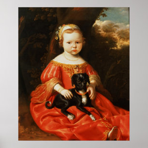 Portrait eines Mädchens mit einem Hund Poster