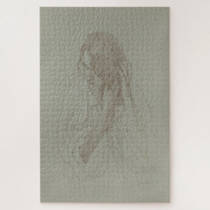 Portrait eines Mädchens mit Händen im Haar - Mucha Puzzle