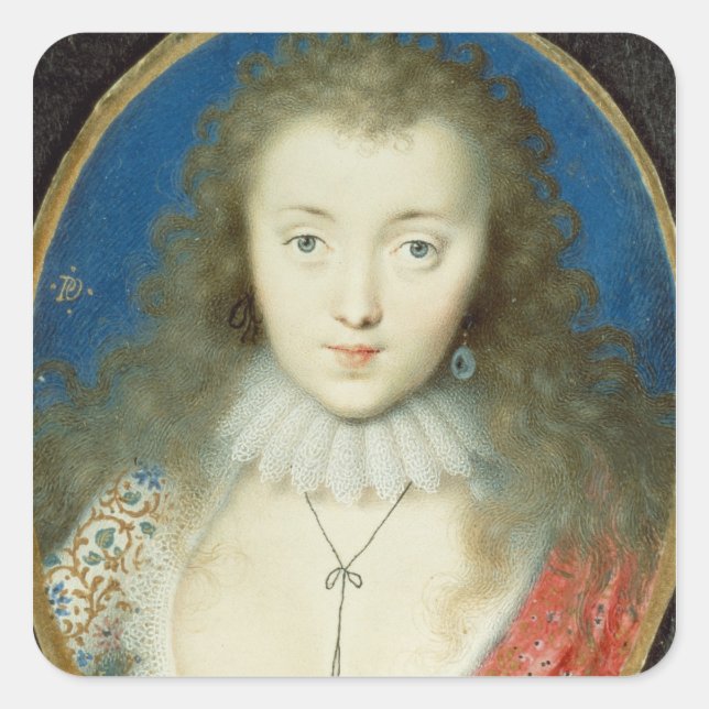 Portrait eines Mädchens Quadratischer Aufkleber (Vorderseite)
