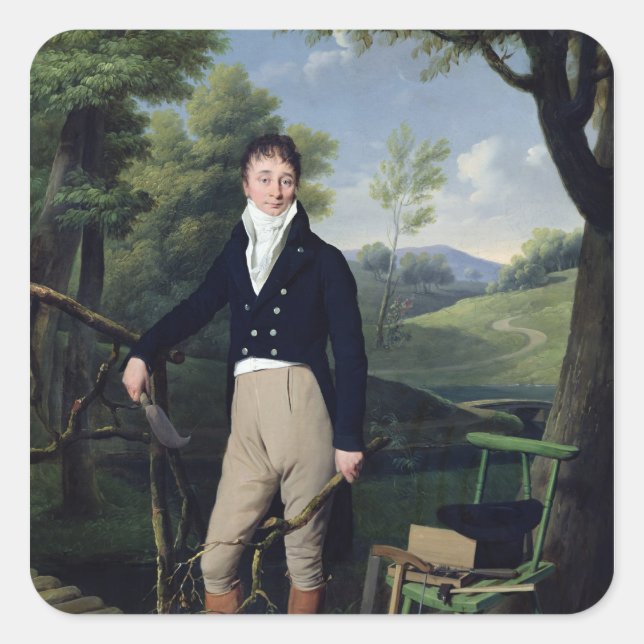 Portrait eines Mannes 3 Quadratischer Aufkleber (Vorderseite)