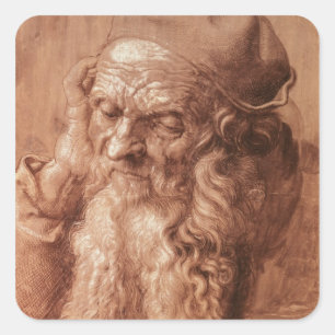 Portrait eines Mannes, dreiundneunzig Jahre alt, 1 Quadratischer Aufkleber