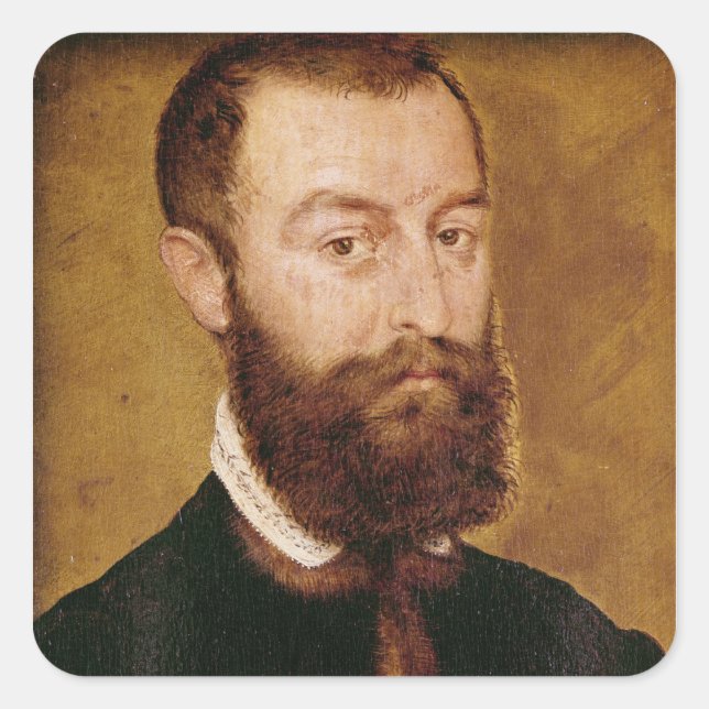 Portrait eines Mannes mit einem Bart Quadratischer Aufkleber (Vorderseite)
