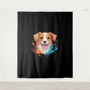 Portrait eines niedlichen Hundes mit fließenden Tr Wandteppich