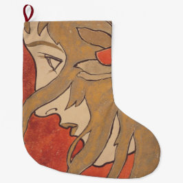 Portrait eines schönen Mädchen in Rot (Jugendstil) Großer Weihnachtsstrumpf