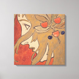 Portrait eines schönen Mädchen in Rot (Jugendstil) Leinwanddruck