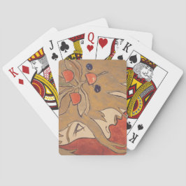 Portrait eines schönen Mädchen in Rot (Jugendstil) Spielkarten