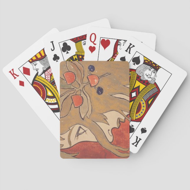 Portrait eines schönen Mädchen in Rot (Jugendstil) Spielkarten (Rückseite)