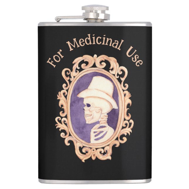 Portrait eines Skeletts Vinyl Wrapped Flask Flachmann (Vorderseite)