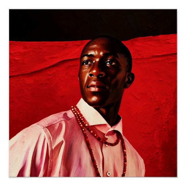 Portrait eines vertrauten Mannes in rosa Shirt mit Poster (Vorderseite)