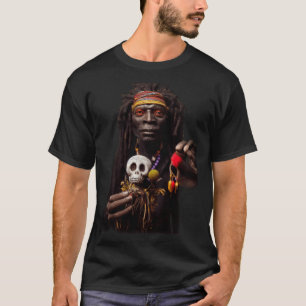 Portrait eines Voodoo-Priesters mit seiner Woodoo- T-Shirt