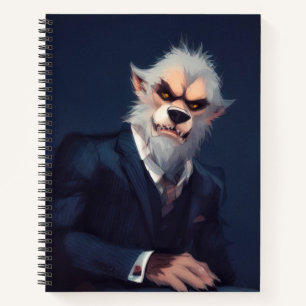 Portrait eines Werwolfs in einem Anzug Notizbuch