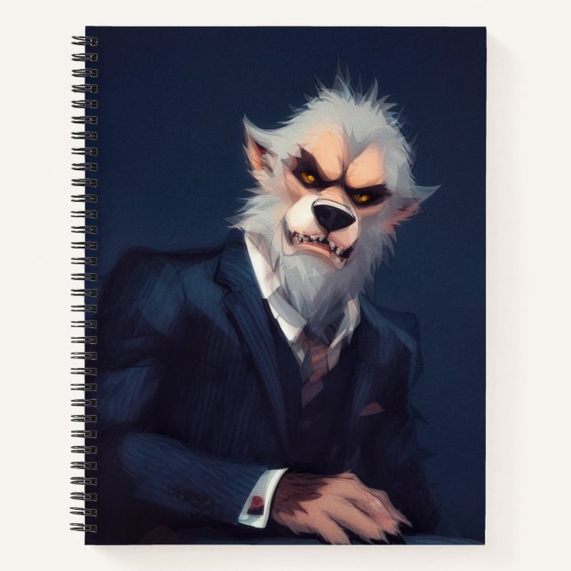 Portrait eines Werwolfs in einem Anzug Notizbuch (Vorderseite)