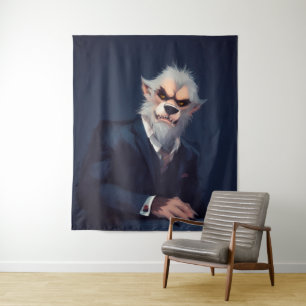 Portrait eines Werwolfs in einem Anzug Wandteppich