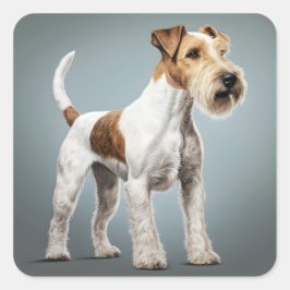 Portrait eines Wire Fair Terrier Quadratischer Aufkleber