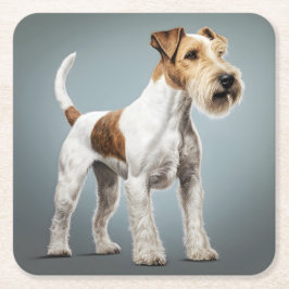 Portrait eines Wire Fair Terrier Rechteckiger Pappuntersetzer