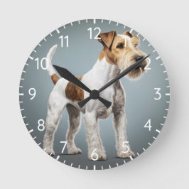 Portrait eines Wire Fair Terrier Runde Wanduhr