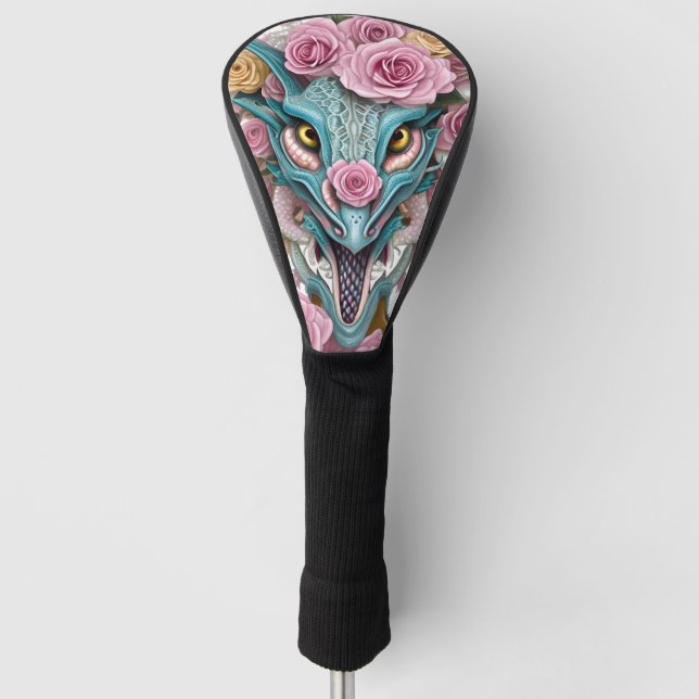 Portrait eines wunderschönen, skurrilen, rosa Drac Golf Headcover (Vorderseite)